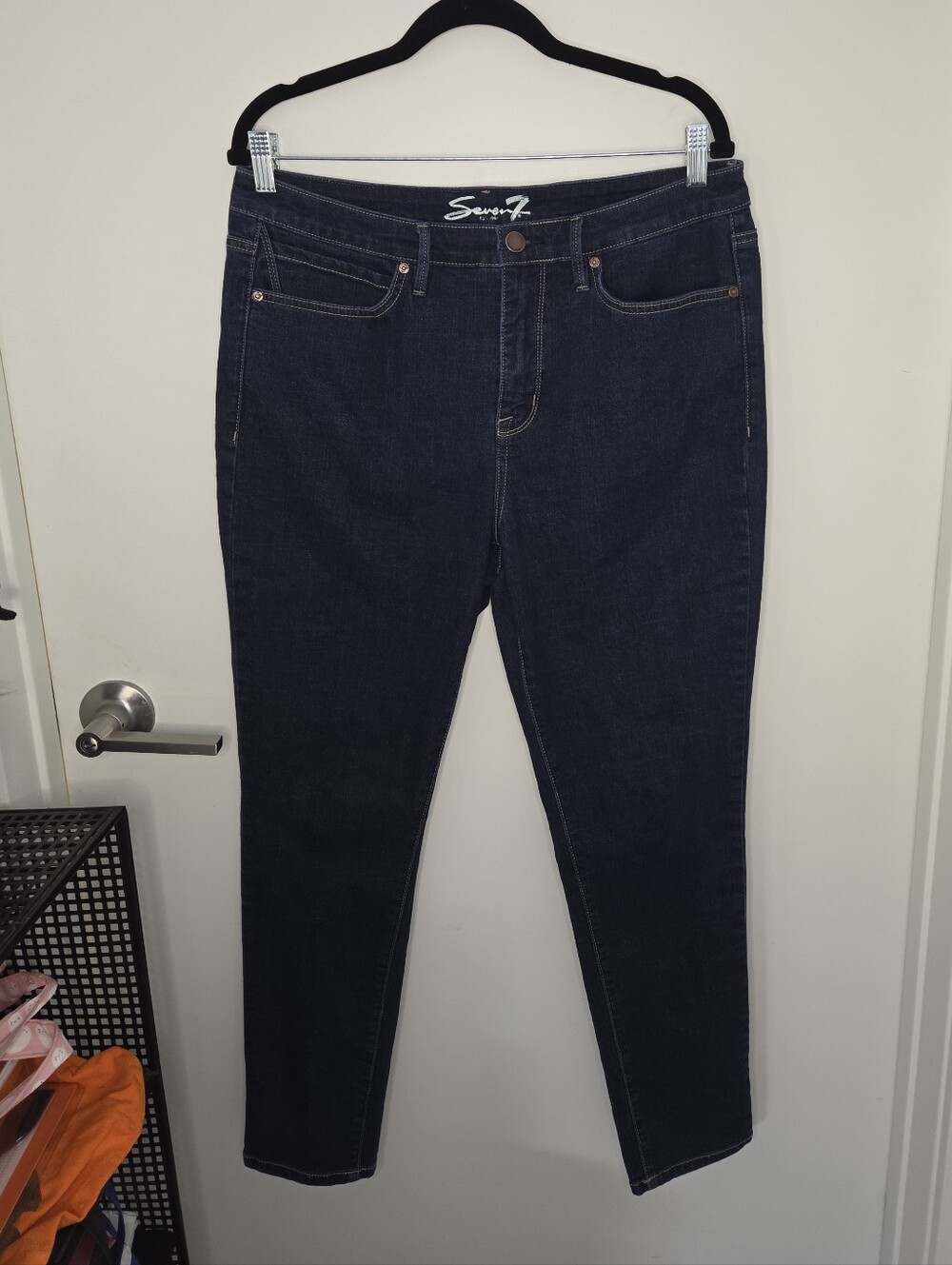 Seven7 Women's Size 12 Dark Wash High Rise Skinny Jeans